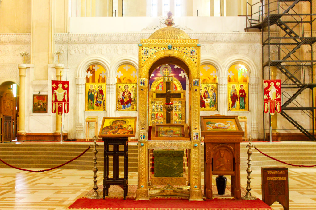 Inside the Holy Trinity Cathedral of Tbilisi