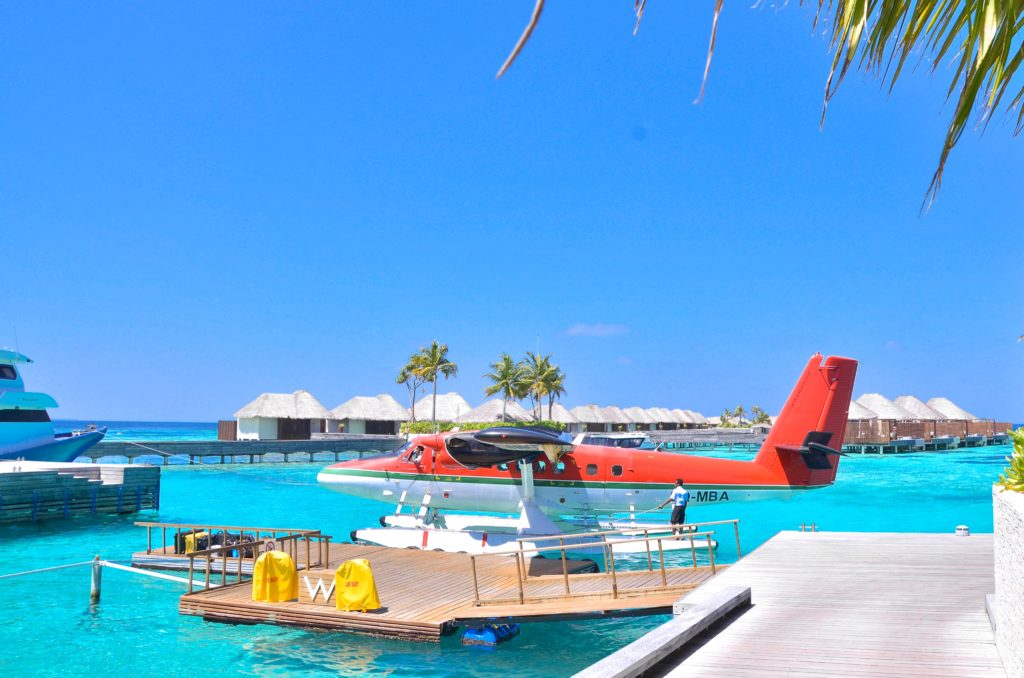 Seaplane transfer in the Maldives