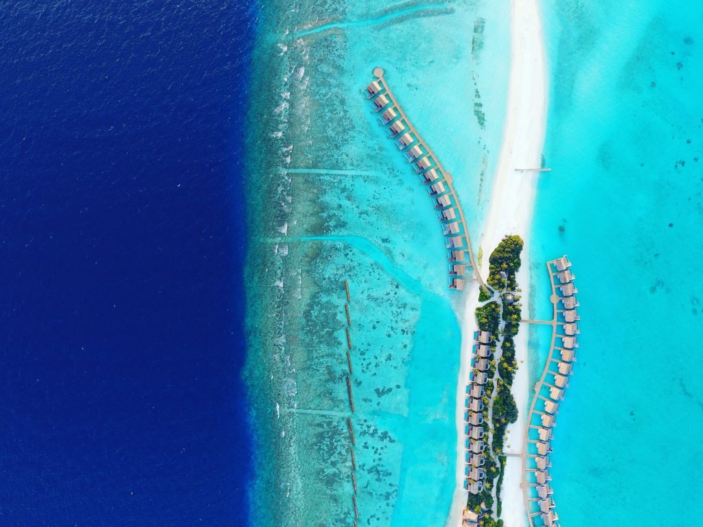 Bird-eye view of a Maldives resorts