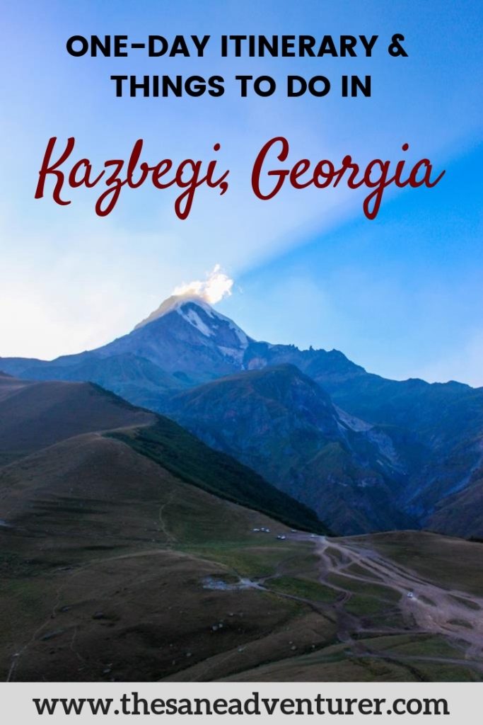 Kazbegi in Georgia is one of the most common day trips to take from Tbilisi. In this article, I have specified an eventful one-day trip to Kazbegi along with information on pit stops to stop at during the way. #kazbegi #georgia #thingstodoinkazbegi #kazbegiingeorgia